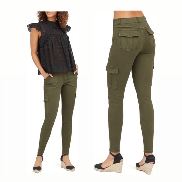 Spanx - Stretch Twill Ankle Cargo Pant Darkened Olive - Picture 1 of 15